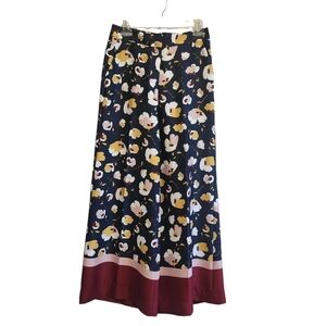 BODEN NAVY AND BURGUNDY FLORAL WIDE LEG PANTS SIZE 2P